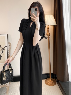 裙子女夏天黑色礼服法式赫本显瘦OL高端气质通勤连衣裙2025新款夏