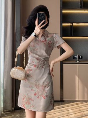 新中式提花显瘦显白国风改良旗袍连衣裙女夏小个子送考包臀连衣裙