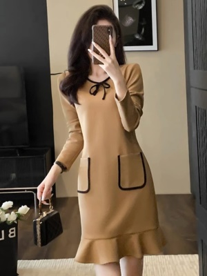 春季新款女装鱼尾裙子高端小香风收腰显瘦连衣裙小个子气质高级感