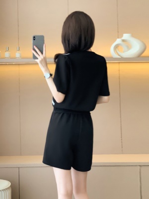 休闲运动服套装女2025夏季新款露肩短袖T恤高腰短裤两件套小个子
