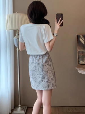 气质高级感休闲时尚套装女夏季新款国风短袖T恤短裙两件套小个子