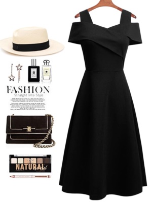 吊带修身显瘦露肩黑色连衣裙子女夏季小个子气质礼服高级感小黑裙