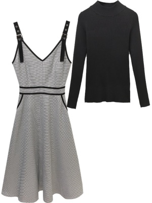 套装裙两件套秋冬新款连衣裙女2025小香风气质成套毛衣搭配背带裙