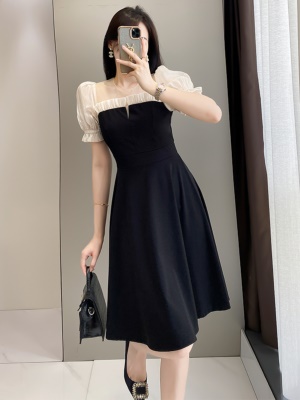 黑色连衣裙小个子女夏高级感气质修身显瘦时尚高端精致宴会礼服裙