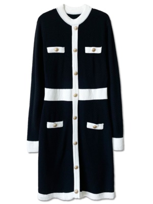 秋冬季新款法式气质修身包臀裙小香风针织毛衣打底连衣裙女小个子