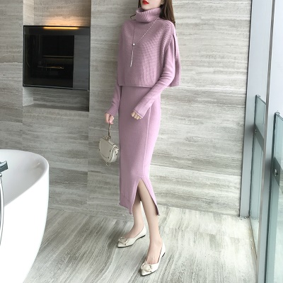 2025秋冬新款气质小香风针织打底搭配大衣连衣裙子女毛衣两件套装