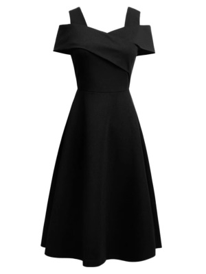 吊带修身显瘦露肩黑色连衣裙子女夏季小个子气质礼服高级感小黑裙