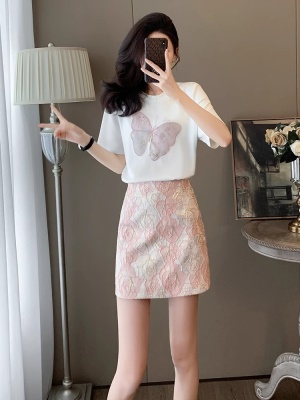 小香风休闲套装裙夏季2025新款韩系时髦减龄穿搭短袖两件套小个子