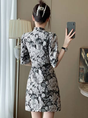 早秋新款国风女装连衣裙小个子高级感新中式气质收腰显瘦旗袍短裙