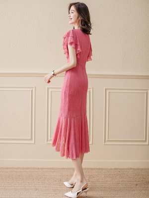 改良旗袍法式V领连衣裙女夏2025新款高端气质收腰显瘦中长款裙子