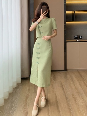 新中式国风改良旗袍套装裙子女2025夏季新款高端气质半身裙两件套