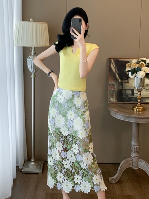 夏季穿搭配一整套气质减龄时尚刺绣蕾丝半身裙子两件套装裙女洋气