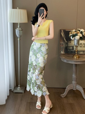 夏季穿搭配一整套气质减龄时尚刺绣蕾丝半身裙子两件套装裙女洋气