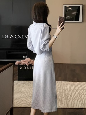 早春2025新款中式国风连衣裙套装高级感气质改良旗袍半身裙两件套