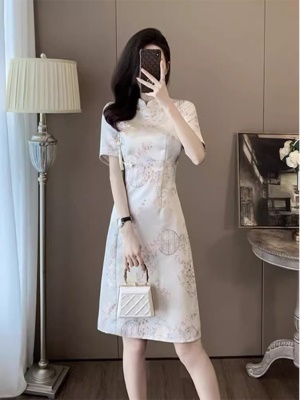 新中式国风旗袍改良连衣裙中长气质显瘦高级感裙子女夏季2025新款