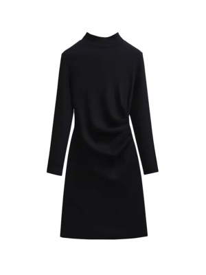 高级感气质包臀毛衣黑色针织连衣裙秋冬女打底配大衣小黑裙小个子