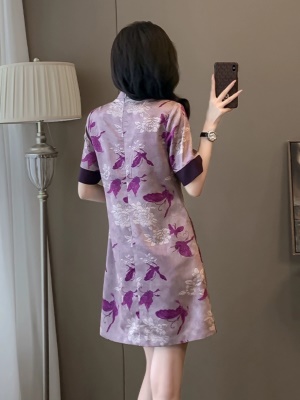 高档新中式国风旗袍连衣裙女夏季显瘦气质宽松遮肚子减龄洋气裙子