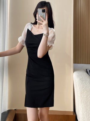 法式高端黑色连衣裙女士2025新款夏季大气时尚气质小个子包臀裙子