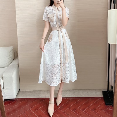 轻熟风女装港味套装春夏两件套洋气减龄半身裙气质蕾丝衫连衣裙子
