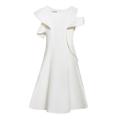 夏季露肩白色礼服裙子平时可穿轻奢法式小众高端气质小个子连衣裙