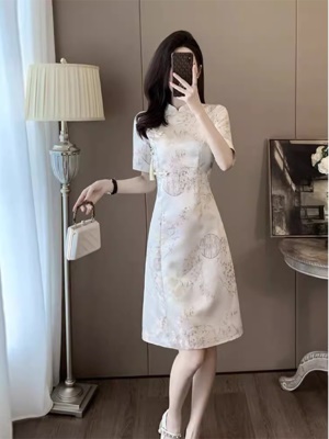 新中式国风旗袍改良连衣裙中长气质显瘦高级感裙子女夏季2025新款