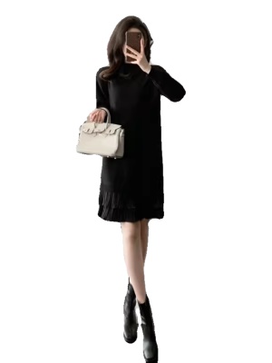 针织鱼尾连衣裙女秋冬季气质高级感小个子打底内搭配大衣的毛衣裙