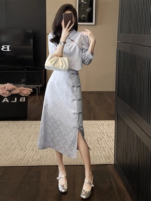 早春2025新款中式国风连衣裙套装高级感气质改良旗袍半身裙两件套