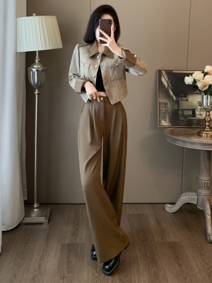 高级时尚阔腿裤套装女洋气小香风短外套两件套气质早秋穿搭一整套