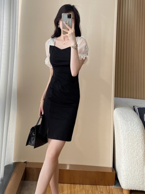 法式高端黑色连衣裙女士2025新款夏季大气时尚气质小个子包臀裙子