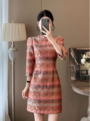 新中式改良旗袍连衣裙女高级感小个子修身显瘦气质轻奢国风小礼服