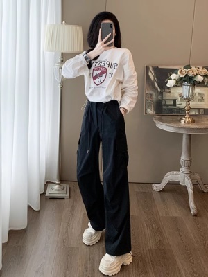 2025春季新款时尚穿搭运动套装女宽松洋气休闲卫衣工装裤两件套潮