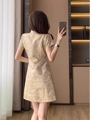 2025新款夏天新中式国风旗袍改良连衣裙高级感小个子包臀裙子女夏