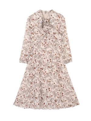 2025秋季新款法式碎花长袖连衣裙名媛小香风马甲背心两件套长裙子