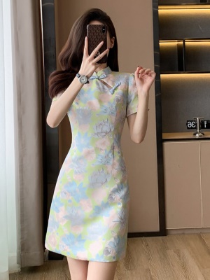 小个子新中式连衣裙短款女夏季新款2025高级感气质国风旗袍裙改良