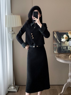 2025秋季新款时尚假两件牛仔上衣两件套显瘦高级感气质半身裙套装