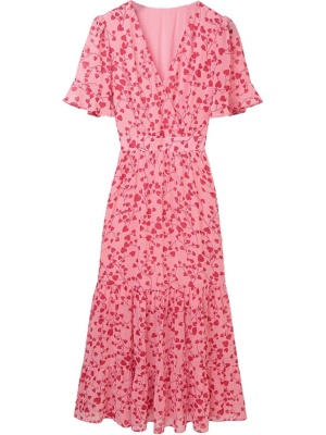 短袖V领碎花连衣裙女夏收腰显瘦气质超仙女雪纺长裙2025夏季新款