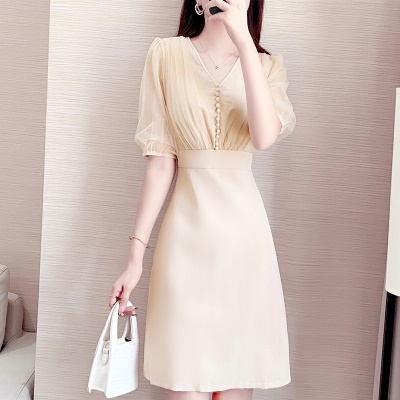 法式雪纺连衣裙女2025年夏季新款御姐女神范收腰气质修身包臀裙子