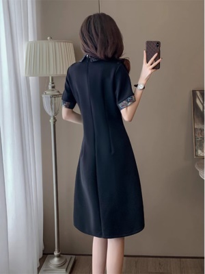 新中式国风黑色改良旗袍连衣裙女夏季高级感气质显瘦小黑裙赫本风