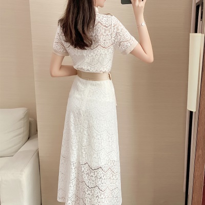 轻熟风女装港味套装春夏两件套洋气减龄半身裙气质蕾丝衫连衣裙子