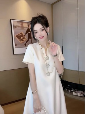夏季新款法式白色连衣裙小个子奢华大牌高端气质名媛礼服裙子女