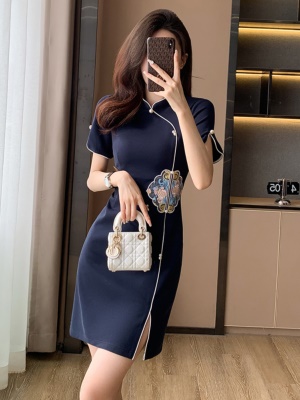 新中式国风旗袍改良连衣裙女高级感气质开叉裙子夏季2025新款女装