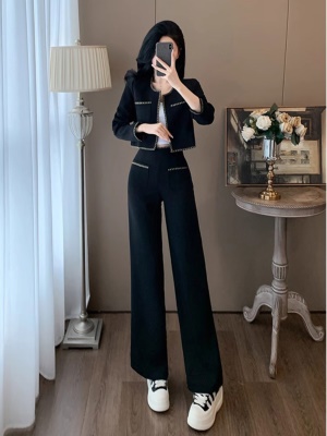 早秋小香风外套时尚休闲套装女春秋款高级感气质洋气阔腿裤两件套