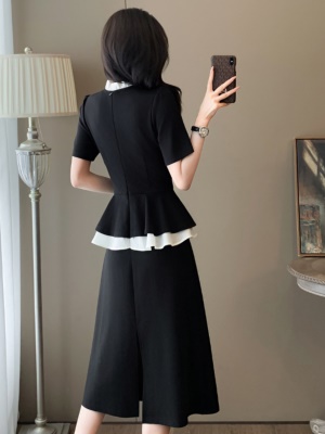 夏季赫本风黑色连衣裙修身显瘦气质假两件法式长裙女晚礼服高级感