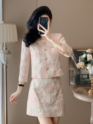 2025秋季新款新中式短外套女高端显瘦高级感包臀短裙两件套高级感