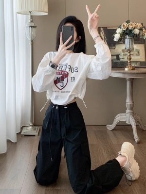 2025春季新款时尚穿搭运动套装女宽松洋气休闲卫衣工装裤两件套潮