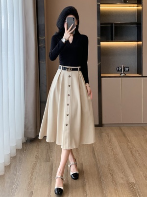 富家千金小香风套装裙子女秋季气质港风麂皮绒半身裙两件套高级感