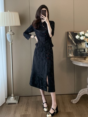 新中式国风旗袍半裙套装两件套春夏天新款2025气质优雅开叉连衣裙