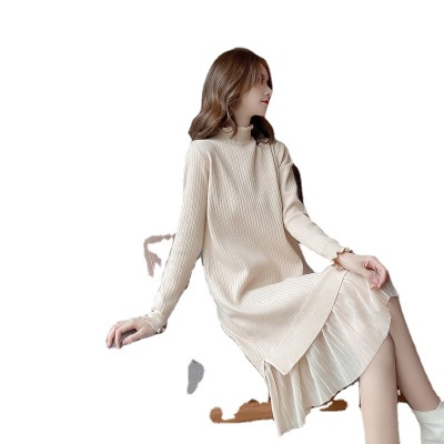 冬季新款女配大衣的内搭时尚气质修身针织打底毛衣连衣裙子女秋冬