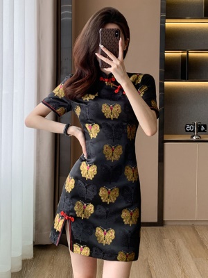 年轻送考旗袍改良版连衣裙女装夏季2025新款小个子新中国风碎花裙