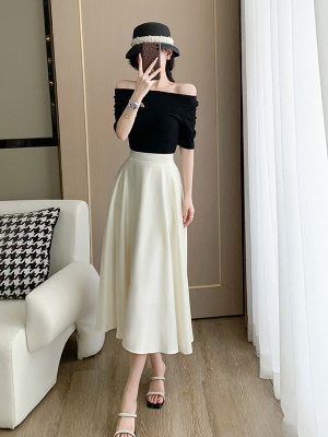 赫本风御姐套装夏季搭配一整套时尚白色醋酸半身裙女连衣裙两件套